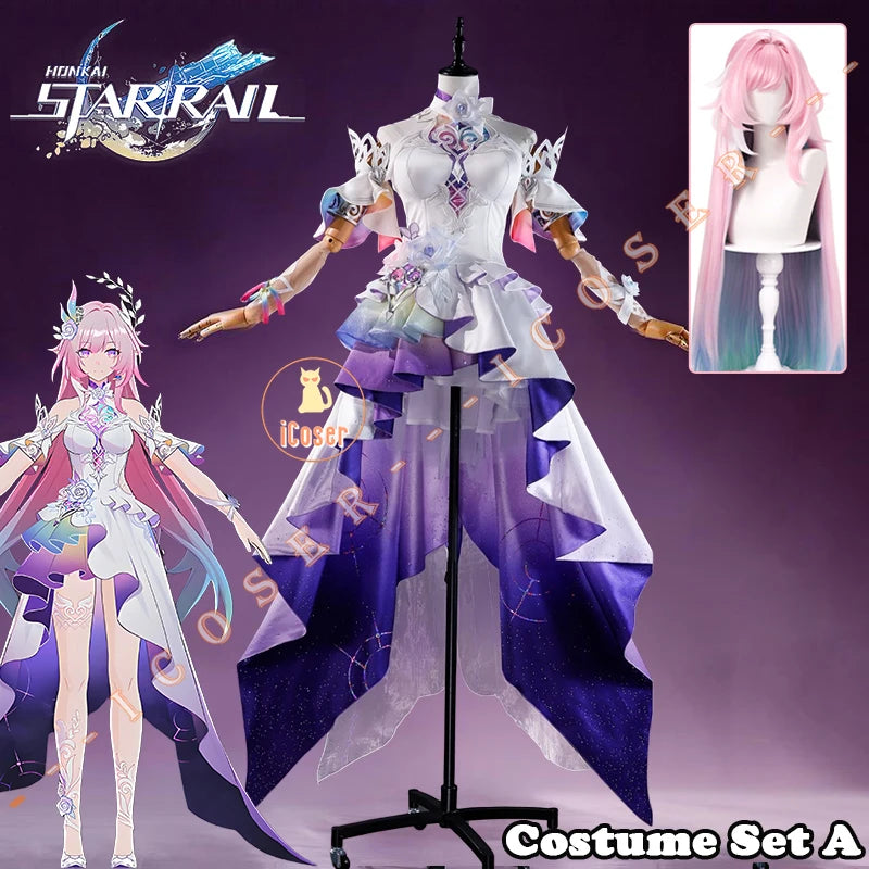 Honkai Star Rail Cyrene Cosplay Costume Wig Dress New Skin Uniform Metal Accessory Elysia Amphoreus Halloween Party Women Girls