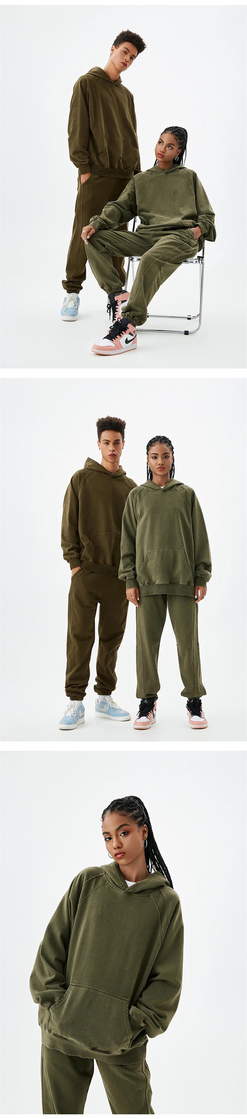 ZODF New Autumn Winter Batik Washed Cotton Sweatpants For Men Unisex Distressed Patchwork Loose 420gsm Sport Jogger Pants HY0724