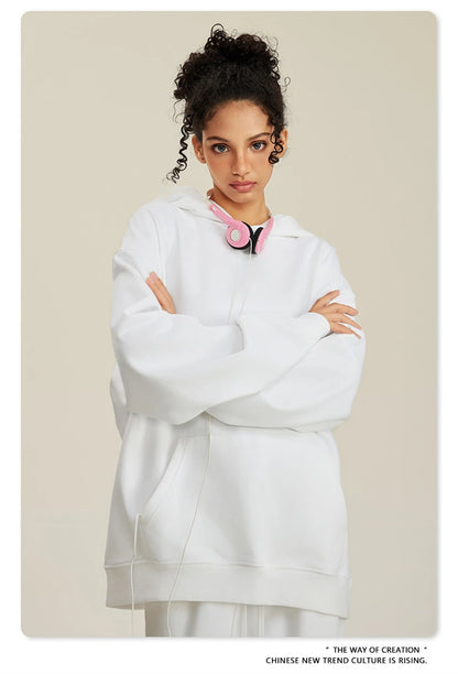 ZODF New Winter 440gsm Terry Hooded Hoodies For Men Retro Unisex Couple Loose Oversized Solid Pullovers Streetwears HY0664