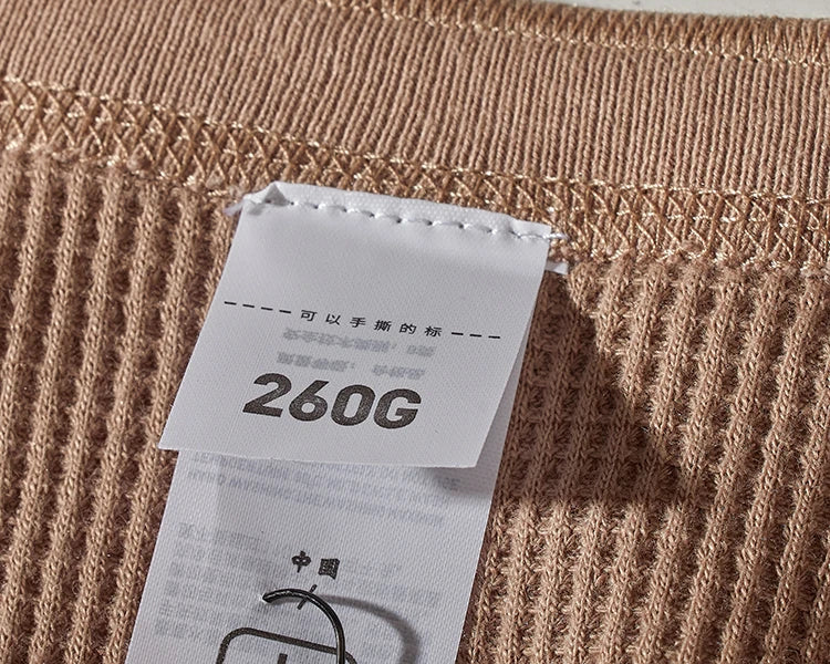 Autumn And Winter New American Heavyweight Retro Men's Waffle Long-sleeved T-shirt Loose Fashion Henley Collar Bottoming-shirt