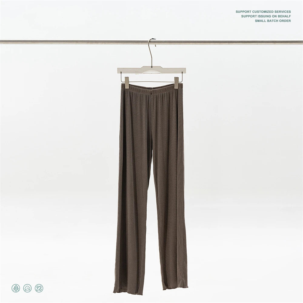 ZODF Women 2025 Solid Comfortable Loose Pants Girls Female 275gsm Solid Wide Lge Straight Trousers Brand Bottoms HY1137