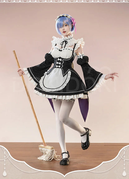IN STOCK Remm/Ramm Cosplay Costume Anime Cosplay DokiDoki-SR Women Cute Maid Uniform Costume Remm Cosplay