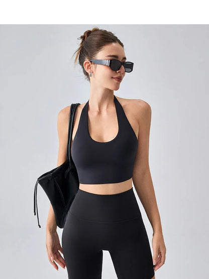 Sexy Sports Bra for Women Halter Yoga Tank Top Seamless Shockproof Push Up Fitness Gym Workout Fast Dry Underwear