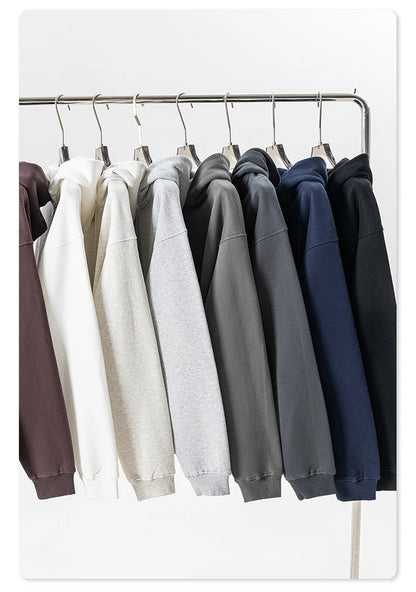 ZODF Fashion Winter Men Warm Zipper Fleece Hoodies Unisex Loose Basic 345gsm Knitted Hooded Hoodie Coats HY0904