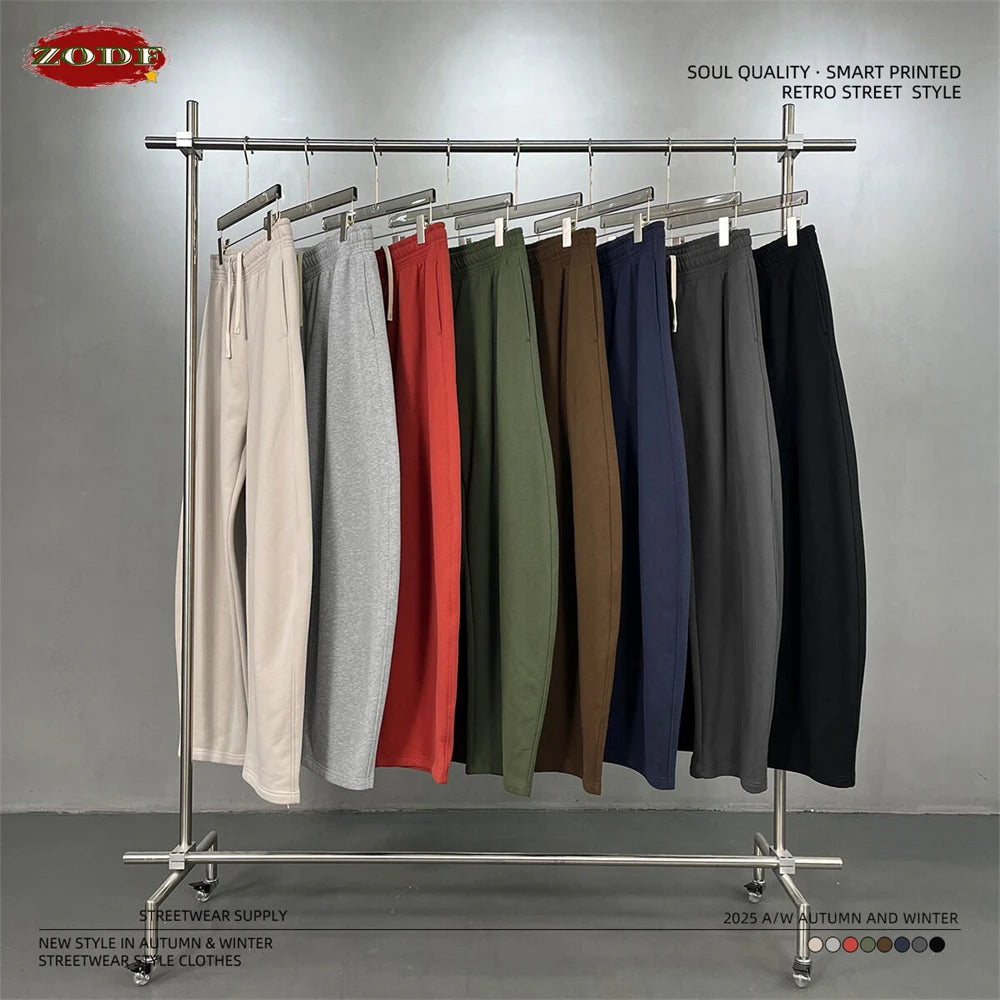 ZODF 2025 Winter 430gsm Unisex Fleece Straight Sweatpants Thick Warm Casual Oversized Trousers HY1170