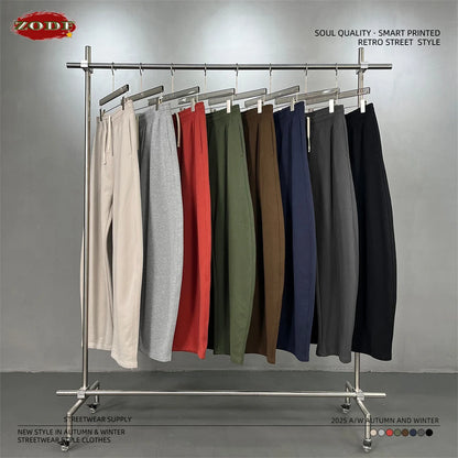 ZODF 2025 Winter 430gsm Unisex Fleece Straight Sweatpants Thick Warm Casual Oversized Trousers HY1170