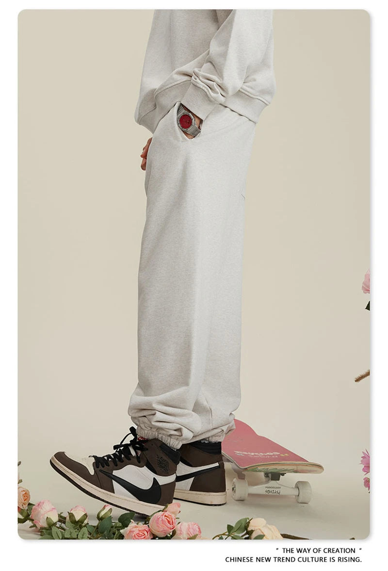 ZODF New Men Heavy Weight 440gsm Solid Sweatpants Unisex Loose Basic Casual Comfortable Sport Pants Joggers Streetwears HY0628