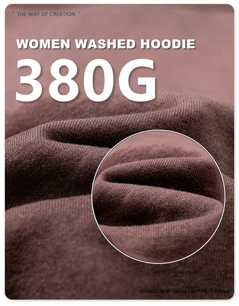 ZODF New Autumn Women Washed Crop Hoodies Female Girls Solid 380gsm Cotton Short Hooded Coats Streetwears HY0942