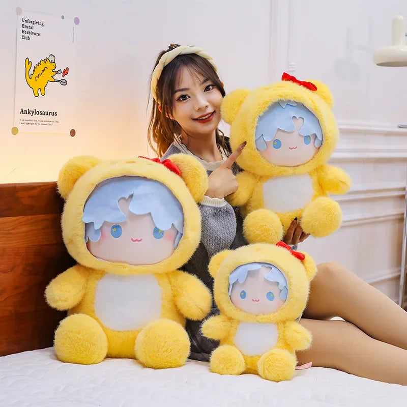 New 35/45/55CM Kawaii Movie Peripheral Yellow Little Bear Boy Stuffed Toy Soft Doll Pillow Decoration Children's Birthday Gif