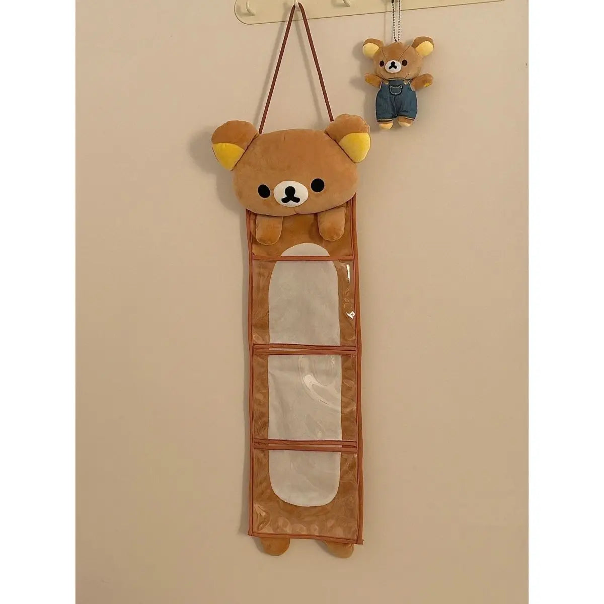 Kawaii Rilakkumas Wall Hanging Storage Bag Cartoon Rilakkumas Bear Door Hanging Bag Large Capacity Sundries Storage Bag Gifts