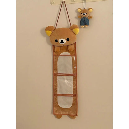 Kawaii Rilakkumas Wall Hanging Storage Bag Cartoon Rilakkumas Bear Door Hanging Bag Large Capacity Sundries Storage Bag Gifts