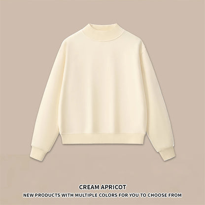 ZODF 2025 Winter Women 350gsm Warm Fleece Sweatshirts Girls Female Hip Hop Half Turtleneck Pullovers Brand Clothing HY056