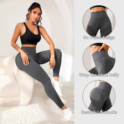 Women’s High-Waisted Elastic Sports Pants with Sexy Butt Lifting Lines – Tight Fitness Leggings for Running and Yoga