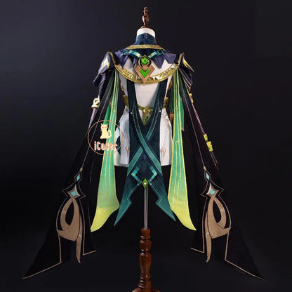 Genshin Impact Nefer Cosplay Costume Wig Dress Uniform Outfit Headwear Carnival Halloween Party for Women Girls Accessory iCoser