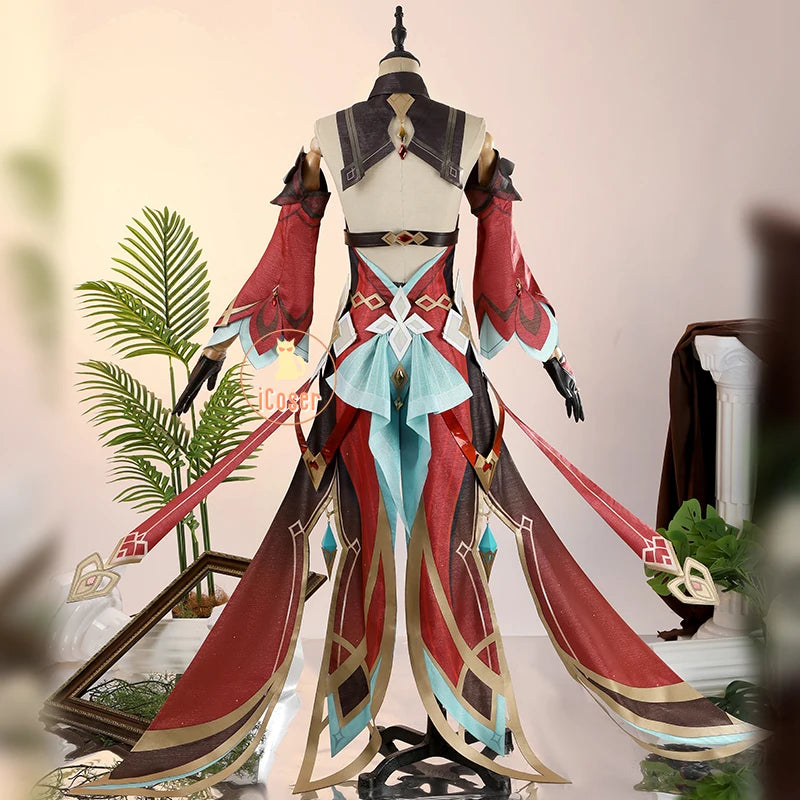 Genshin Impact Alice Cosplay Costume Wig Dress Uniform Headwear Carnival Halloween Party Women Girls Holiday Role Play Outfit