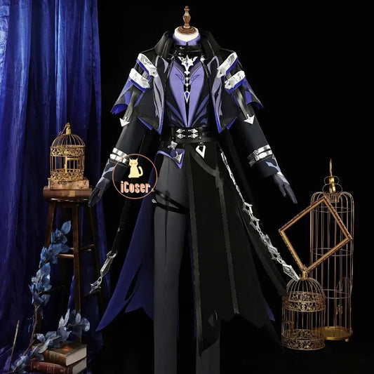 Genshin Impact Kyryll Chudomirovich Flins Cosplay Costume Wig Uniform Cloak Outfit Halloween Party for Women Men Props Carnival