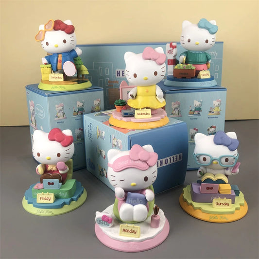 HelloKitty cartoon figurine Sunday worker cake food doll blind box Kt Cat desktop decoration room decoration mystery box gift