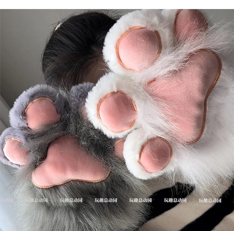 Anime Cute Cat Claw Glove Plush Toy Turn Into Cat Cosplay Props Funny Gloves White Black Grey Plushies Costume Accessories Glove