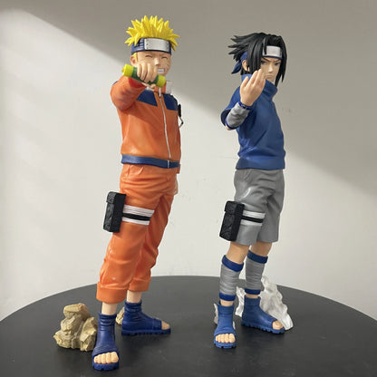 26cm Uzumaki Naruto Action Figure Gk Shippuden Uchiha Sasuke Figures Fire Country Model Standing PVC Toys Collection Gift