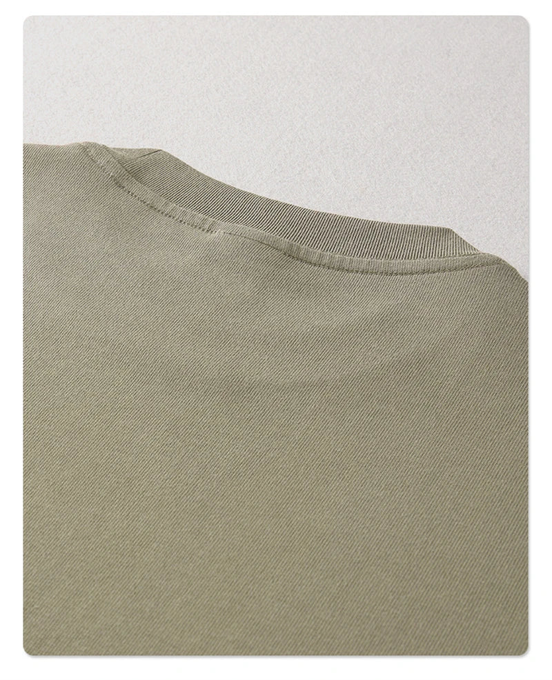 ZODF New Summer Men 100% Cotton Solid T Shirts Unisex High Street Heavy Weight 305gsm Oversized FG Noshrink T-Shirt Tops HY0165