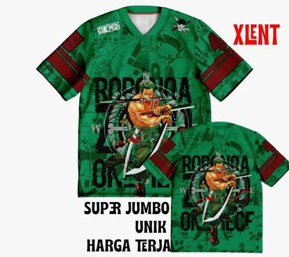 2526 New Bandai Anime One Piece Luffy Summer Jersey T-shirt Oversized 3D Adult and Children's Multifunctional Top Christmas