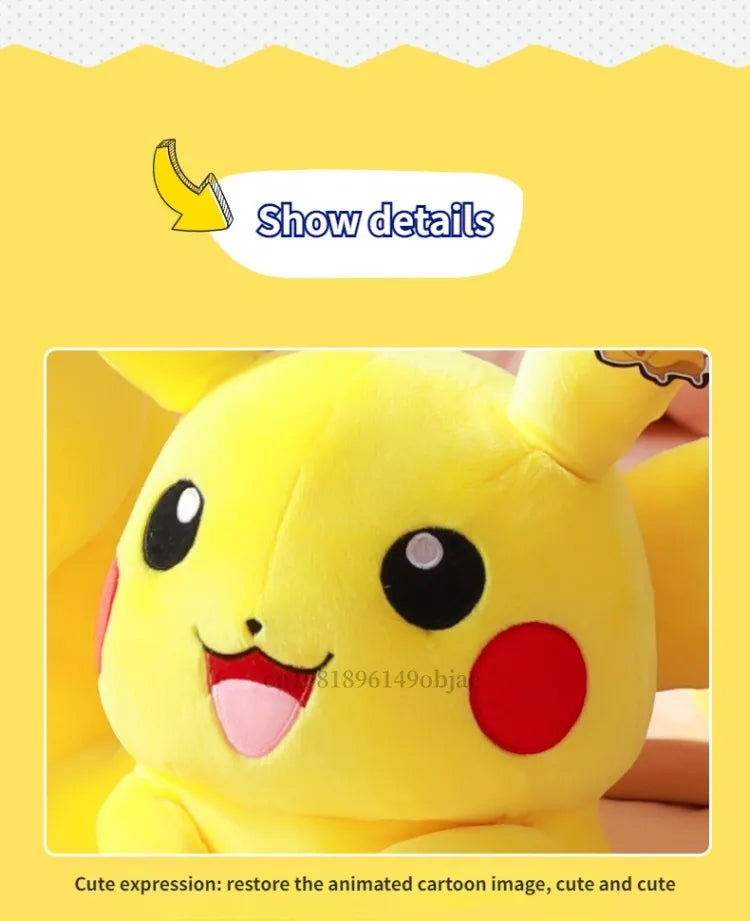 30/40/50/60CM Pokemon Smiling Pikachu Plushies Cartoon Anime Stuffed Kawaii Ornament Comfortable Soft Doll Children Toy Gift