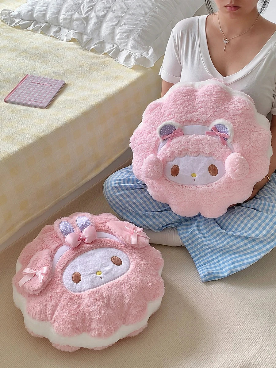 Sanrio Thickened Back Cushion Pink My Melody Throw Pillow Sofa Bed Home Decor Sweet Seat Cushion Floor Gifts Girl