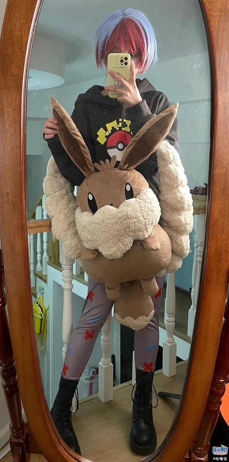 Pokemon Eevee Plush Backpack Large Capacity Kawaii Anime Cosplay Doll Cute Gift - bag
