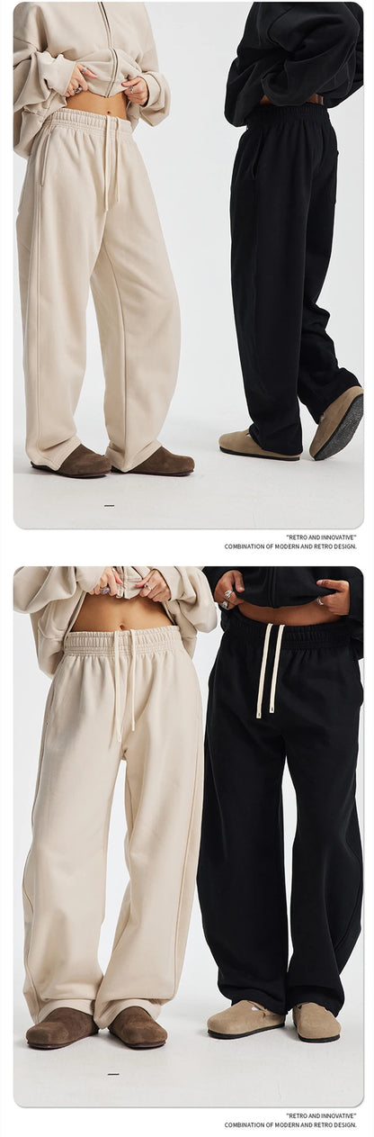 ZODF 2025 Winter 430gsm Unisex Fleece Straight Sweatpants Thick Warm Casual Oversized Trousers HY1170