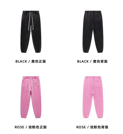 ZODF Vintage Men 360gsm Thick Fleece Sweatpants Women Unisex Loose Washed Distressed Warm Joggers Pants For Winter HY0749