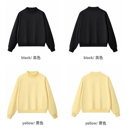 ZODF 2025 Winter Women 350gsm Warm Fleece Sweatshirts Girls Female Hip Hop Half Turtleneck Pullovers Brand Clothing HY056