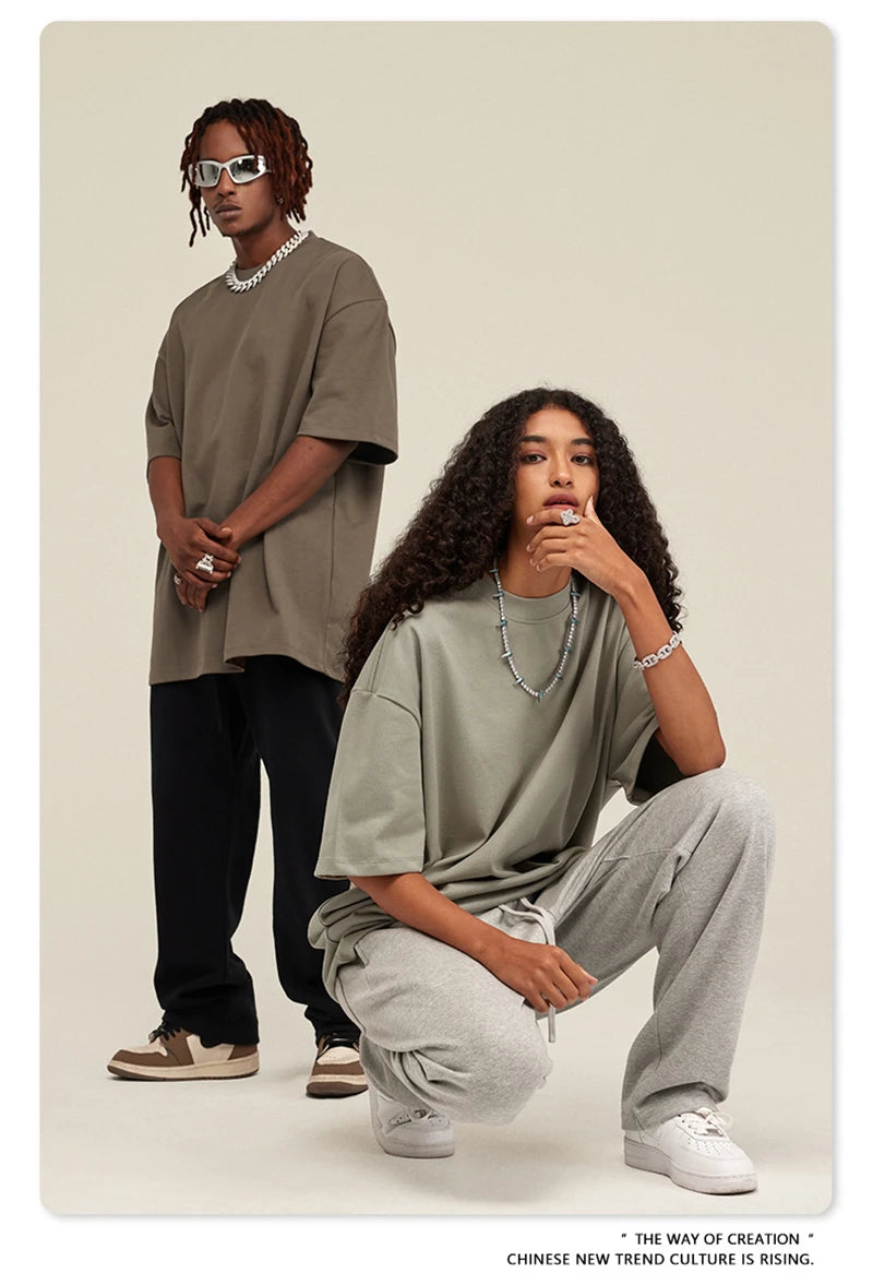 ZODF 2025 Heavy-Weight 425gsm 100% Cotton T-Shirts For Men Unisex Summer Oversized O-Neck Basic Solid T Shirt Brand Tees HY0485