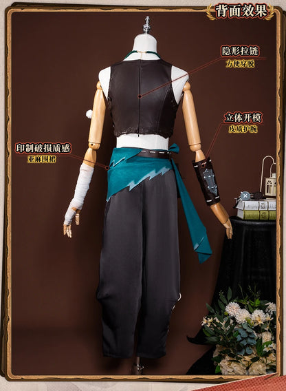 Identity V Archer Cosplay Costume Wig Brynhildr Vilulf Uniform Glasses Eye Patch Halloween Party for Women Girls Carnival Props