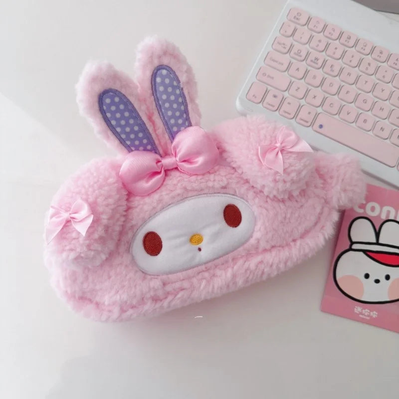 Cartoon My Melody Butter Bear Plush Makeup Bag Cute Anime Pencil Case Large Capacity Student Pencil Case Storage Bag Gifts Girl