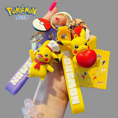 Genuine Pokemon Keychain Pikachu Eevee Pichu Mimikyu Togedemaru PVC Anime Action Figure Kids Toy Keyring Pendant Birthday Gift
