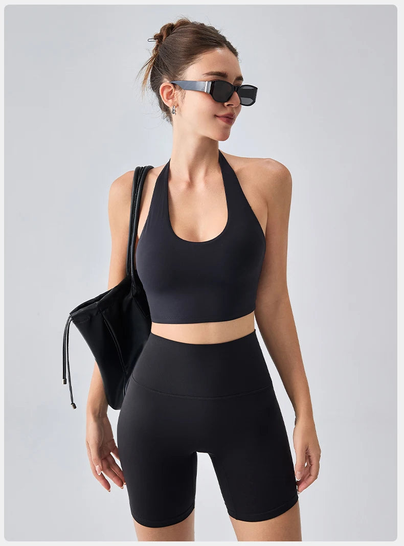 Sexy Sports Bra for Women Halter Yoga Tank Top Seamless Shockproof Push Up Fitness Gym Workout Fast Dry Underwear