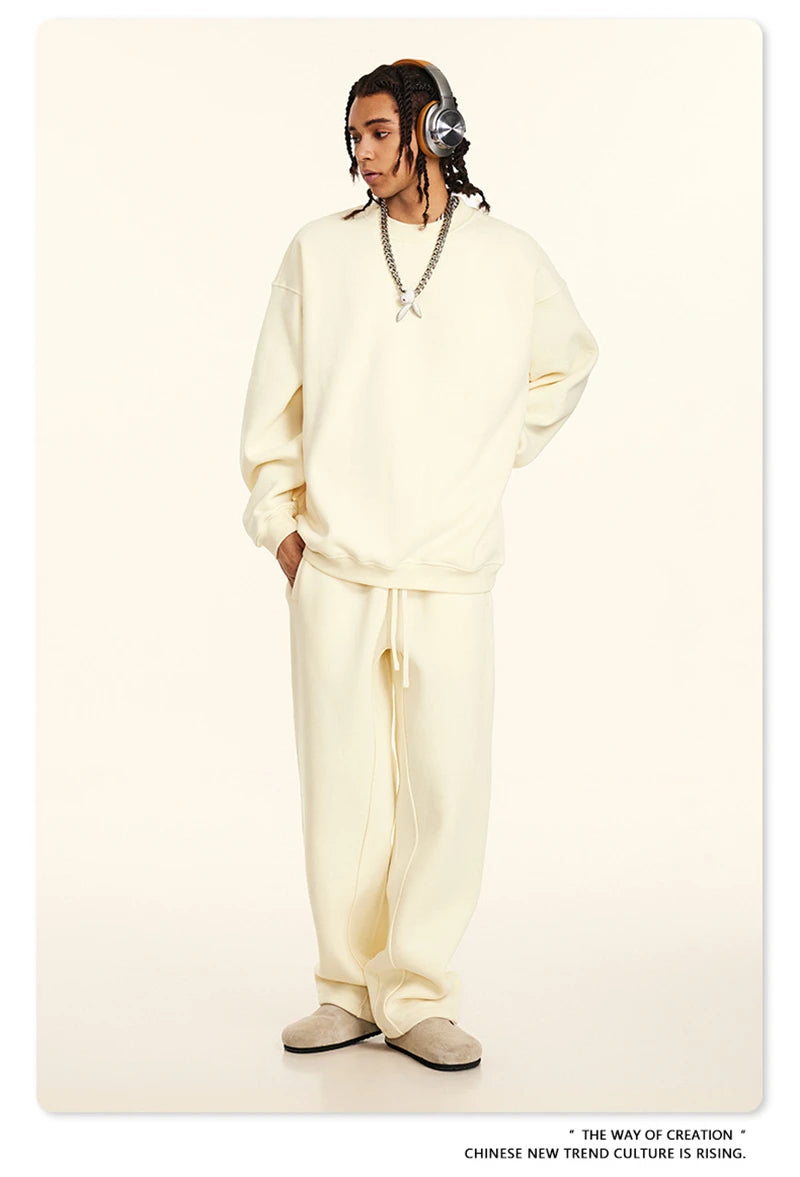 ZODF 2024 Winter Men 345gsm Fleece Sweatshirts Unisex Women Casual Loose Warm Solid O-Neck Pullovers Streetwears HY0865