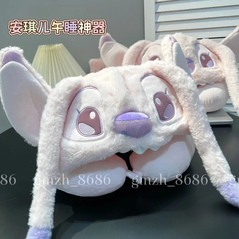 Cartoon Angel Travel Neck Pillow Car Neck Hooded Pillow U-Shaped Portable Blackout Nap Pillow Adjustable Traveling Neck Pillow