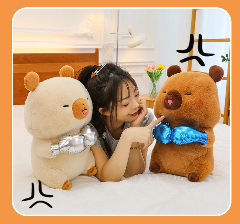 Plush Capybara Boxing Toy Stuffed Animal Cute Cuddly Pillow Decor for Kids Birthday Xmas Gift Wholesale Plush Toy Stuffed Animal