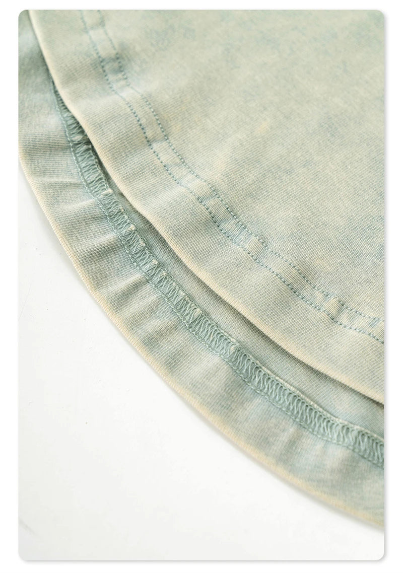 ZODF Women 2024 Summer Washed Tank Tops Female Hotsweet Girls 235gsm Slim Pleated Arc Hem Camisole TEE Streetwears HY0795