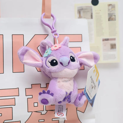 Hot Kawaii Disney Stitch Angel Plush Stuffed Toys Purple Anime Lilo&Stitch Doll Cute Keychain Pendant Birthday Gift For Kid Girl