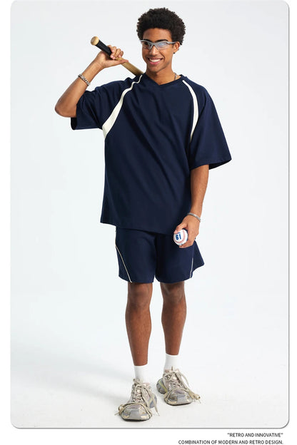 ZODF Fashion Men Summer 250gsm Patchwork Shorts Unisex High Street Loose Fit Quick Dry Sport Shorts Brand Streetwears HY1049