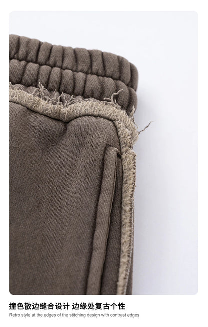 ZODF 2025 Winter Unisex Washed Fleece Straight Pants 400gsm Knitted Warm Loose Trousers HY1093