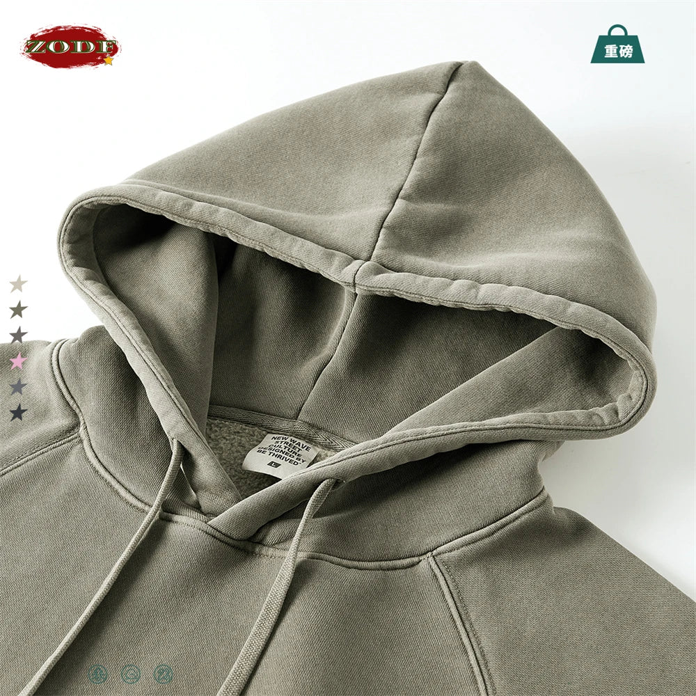 ZODF Women Hotsweet 2025 Winter Washed Fleece Crop Hoodies Girls Oversized Raglan Sleeve 400gsm Hooded Pullovers HY0648