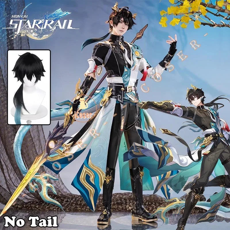 Honkai Star Rail Dan Heng Cosplay Costume Wig Permansor Terrae Uniform New Skin Outfit Headwear Halloween Party for Women Men
