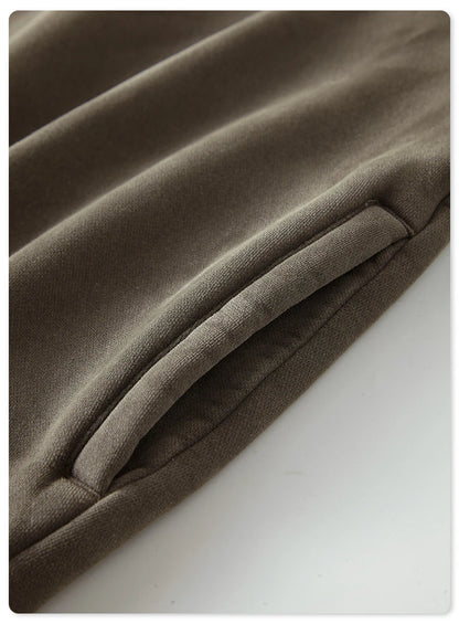 ZODF Retro Winter Men Washed Fleece Zipper Jackets Unisex Loose Oversized 400gsm Raglan Sleeve Coats Streetwears HY0649