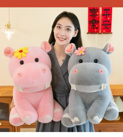 New 55cm Large Size Hippo Plush Toy Fluffty Kawaii Plushie Doll Simulation Hippo Doll Anime Cute Stuffed Animals Soft Plush Gift