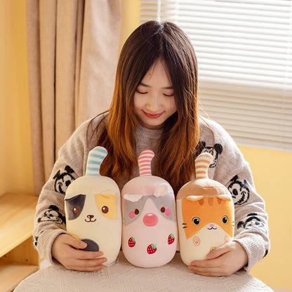 24/50cm Kawaii Family Milk Bubble Tea Cup Plush Toy Cute Animal Peluche Fruits Flavor Drink Shaped Hug Pillow Kids Home Decor