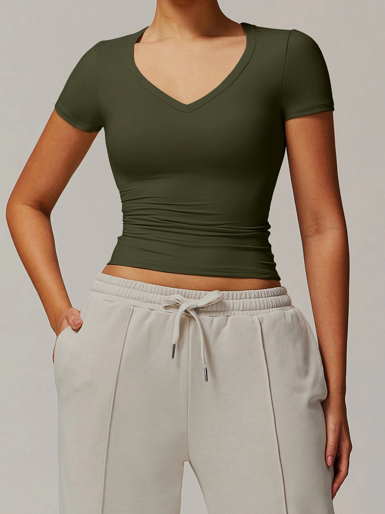 Women’s Gym Running Short Sleeve T-Shirt with Integrated Fitness Bra Yoga Sportswear Vest Top