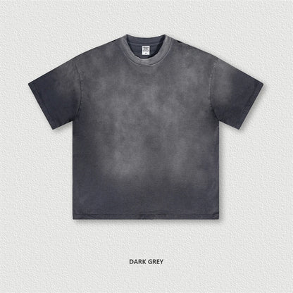 ZODF 2024 Summer Men Washed Gradient T-Shirts Unisex Women Distressed 250gsm Cotton T Shirt Brand Tees Streetwears HY0814